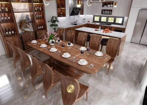 Bàn ăn gỗ óc chó BA-11